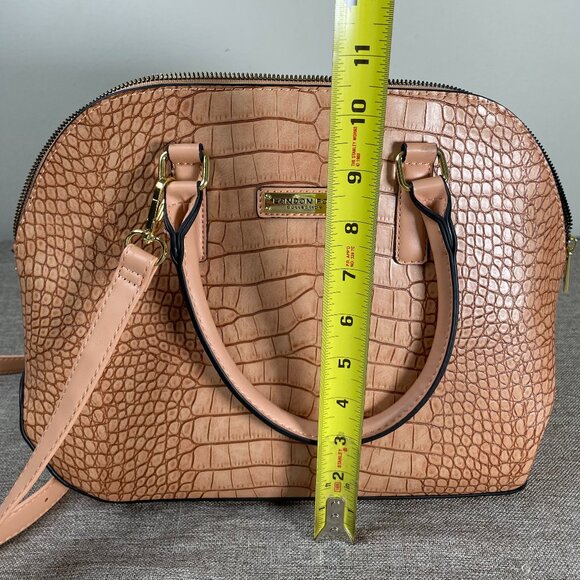 London Fog Caroline Croco Satchel Bag w/ Shoulder Strap Nude Color - Picture 10 of 12